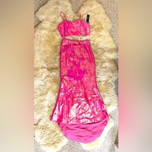 Fashion Nova Pink Sequin Two-Piece Set